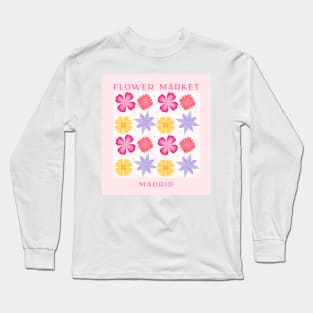 Flower Market Illustration Long Sleeve T-Shirt